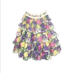 Western Floral Ruffle Full Skirt